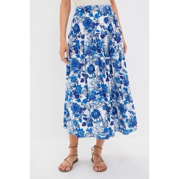 Hyacinth House Dresses & Skirts - Hyacinth House by Tuckernuck Blue Floral Tiered Midi Skirt XS Cottagecore Boho
